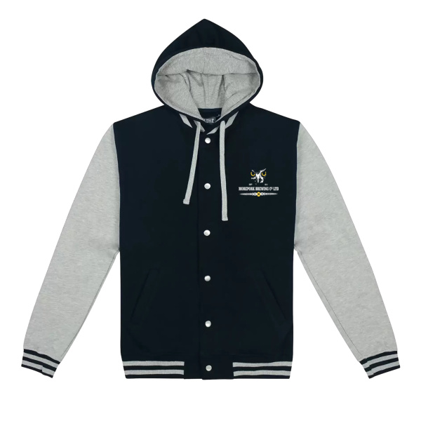 Moreporkbrewing Logo / Let Your Tastebuds Take Flight - Cloke Hooded Letterman Jacket Thumbnail