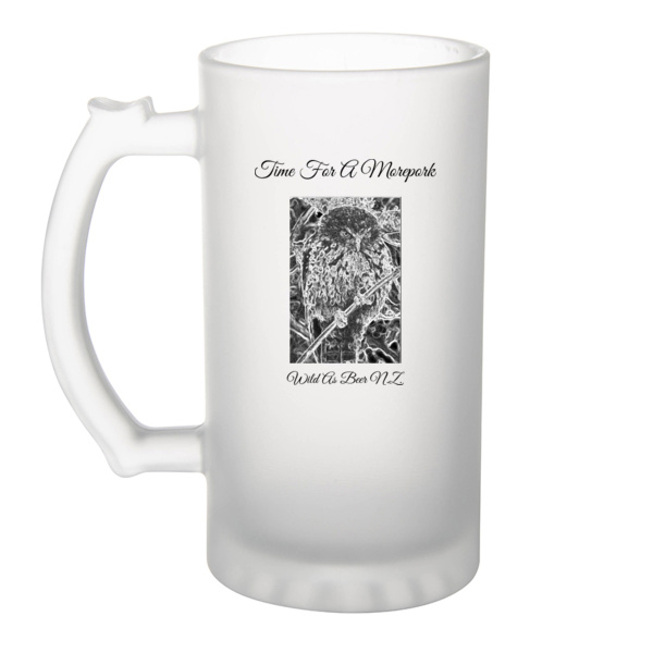 Time For A Morepork - Frosted Glass Beer Mug Thumbnail