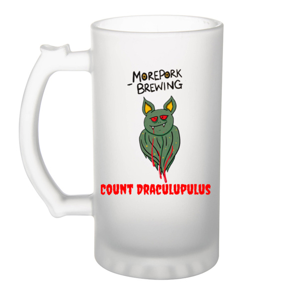 Morepork Count Draculupulus - Frosted Glass Beer Mug Thumbnail