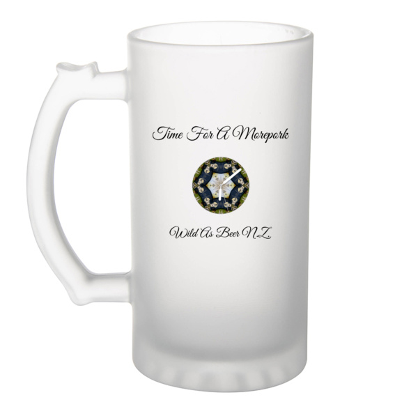 Time For A Morepork - Frosted Glass Beer Mug Thumbnail